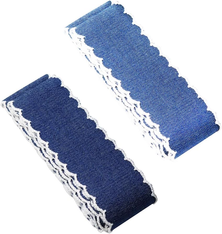 Baosity 2 Pieces Bulk Sale 4 Yards Crafts Laced Denim Cloth Jeans Ribbon Sewing Trim Embellishment for Wedding Party Crafts Width 40mm