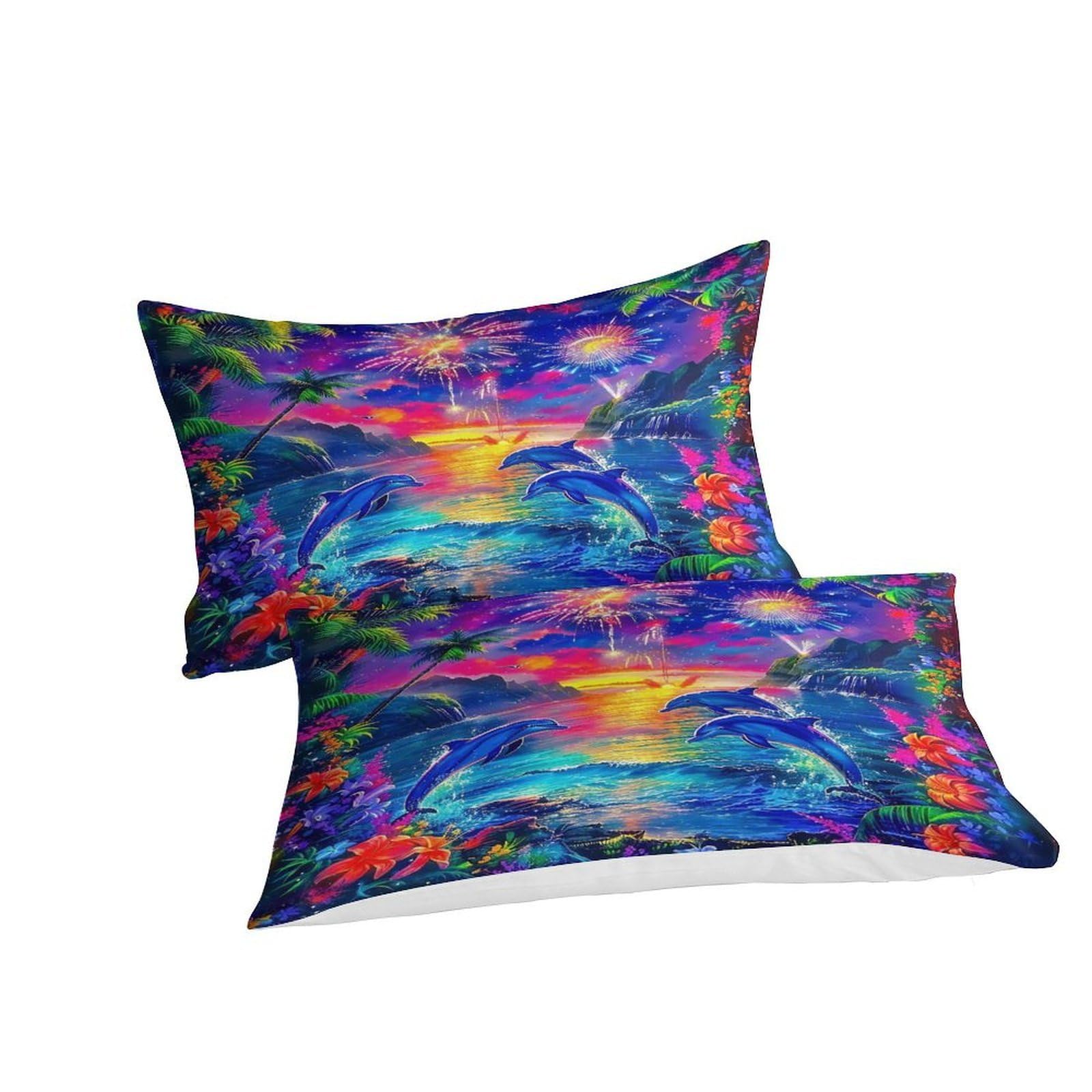Housse de couette dauphin au coucher de soleil pour illuminer la chambre des enfants