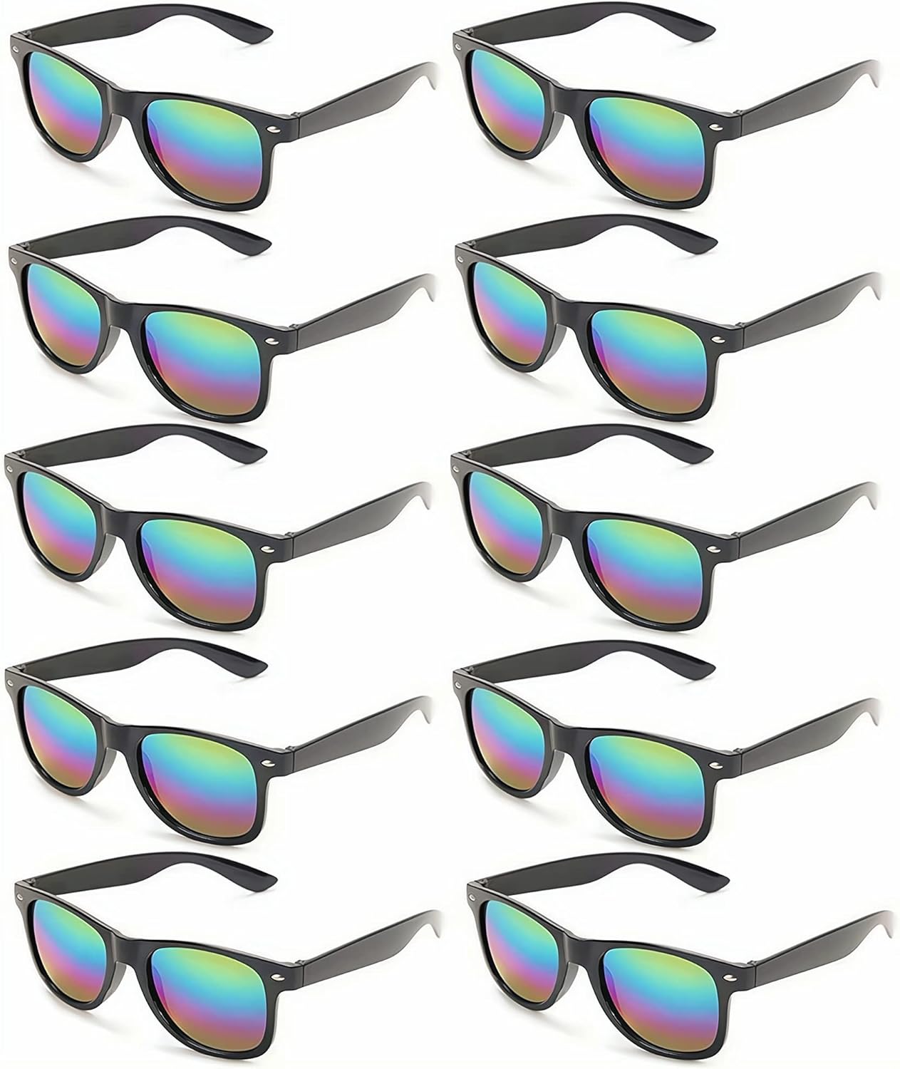 Fsmiling Black Sunglasses Bulk Adult Party Sunglasses 80s Shades Pack for Men Women UV400 Protection -10Pack