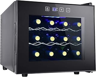 12 Bottle Wine Cooler Refrigerator- Freestanding Wine Cellar for Red, White, Champagne or Sparkling Wine,Compressor Wine C...