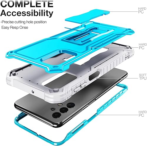 Miniatura 4 de FITO Funda para Samsung Galaxy A32 5G, doble capa a prueba de golpes resistente para teléfono Samsung A32 5G con protector de pantalla, soporte