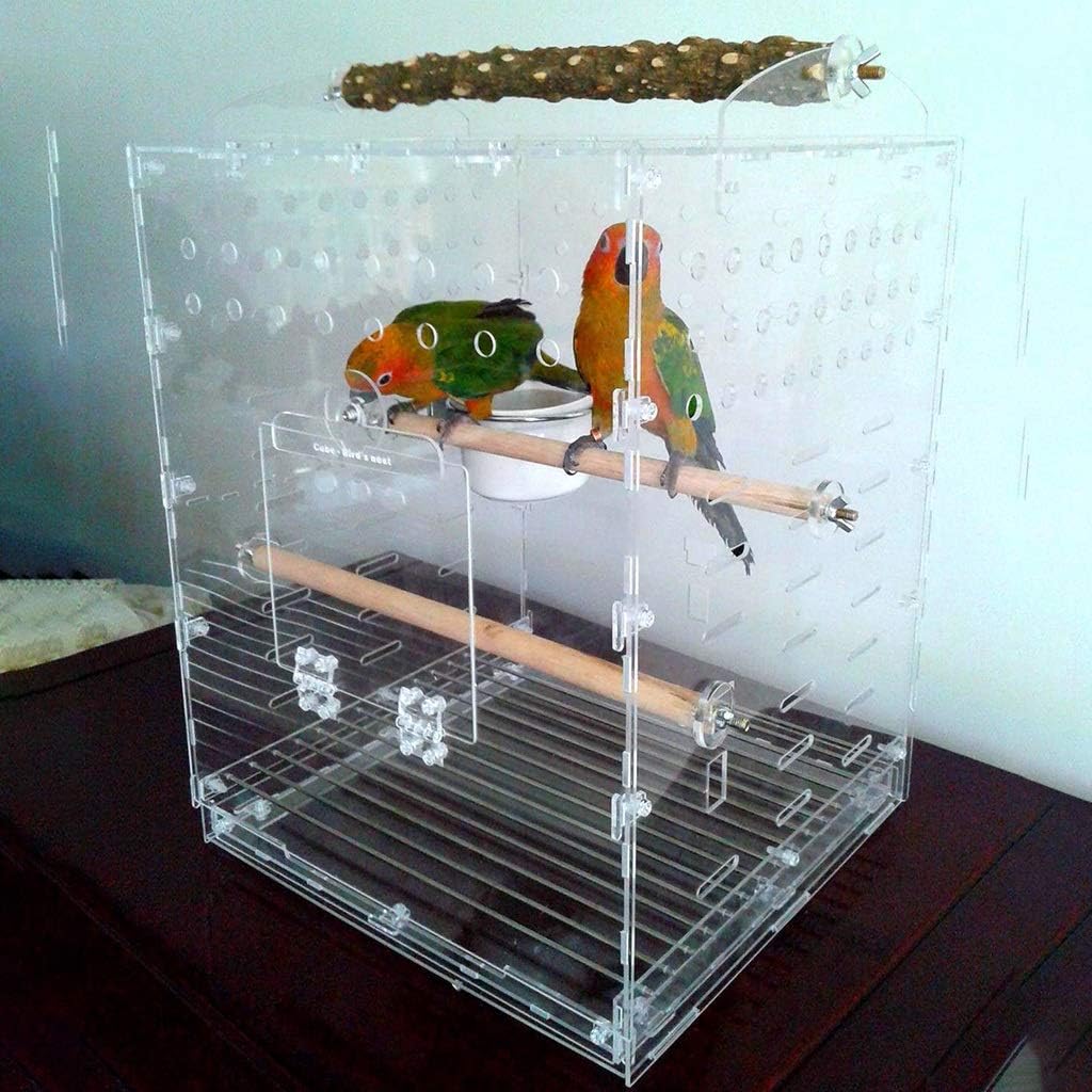 Amazon Co Jp 鳥籠 インコ 鳥かご ケージ インコ とりかご おしゃれ 家庭用アクリルバードケージ 大きな透明なオウムケージ 旅行や携帯が簡単 環境に優しい Color Clear 27cm ペット用品