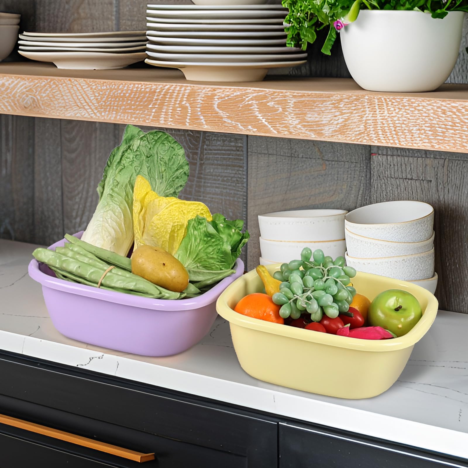 Lot de 6 petits lavabos carrés colorés en plastique 8 l
