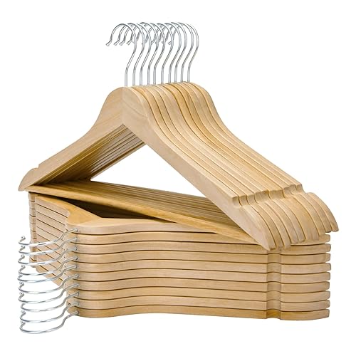 FairyHaus Wooden Hangers - 20 Pack, Natural Wood Hangers with