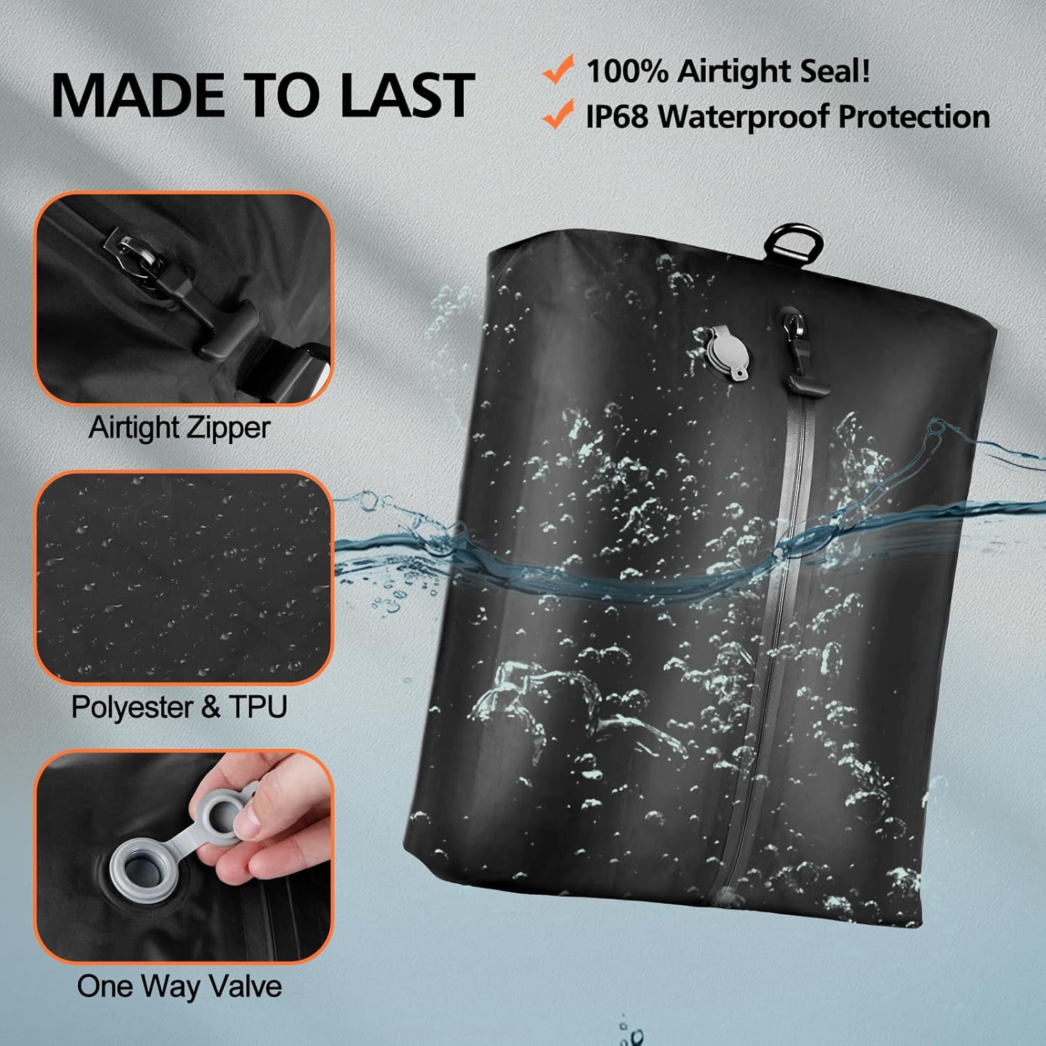 Vacuum Bags for Travel Luggage with Wireless Pump,29L Large Capacity,IP67 Waterproof,Reusable Vacuum Compression Travel Bags for Hiking & Camping,Suitcase,Home Storage(2Pack+Pump)