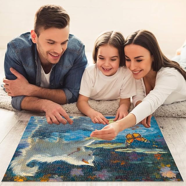Foto 8 de 8 de Gato y Mariposa Junto al Estanque Puzzles de 1000 Piezas para Adolescentes Regalos de Juegos desafiantes…