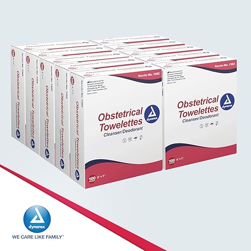 Miniatura 10 de Dynarex 1302 Toalla obstétrica, toallitas de cloruro de benzalconio con 5% de alcohol, prehumedecidas, perfumadas y envueltas individualmente, 5 x 7