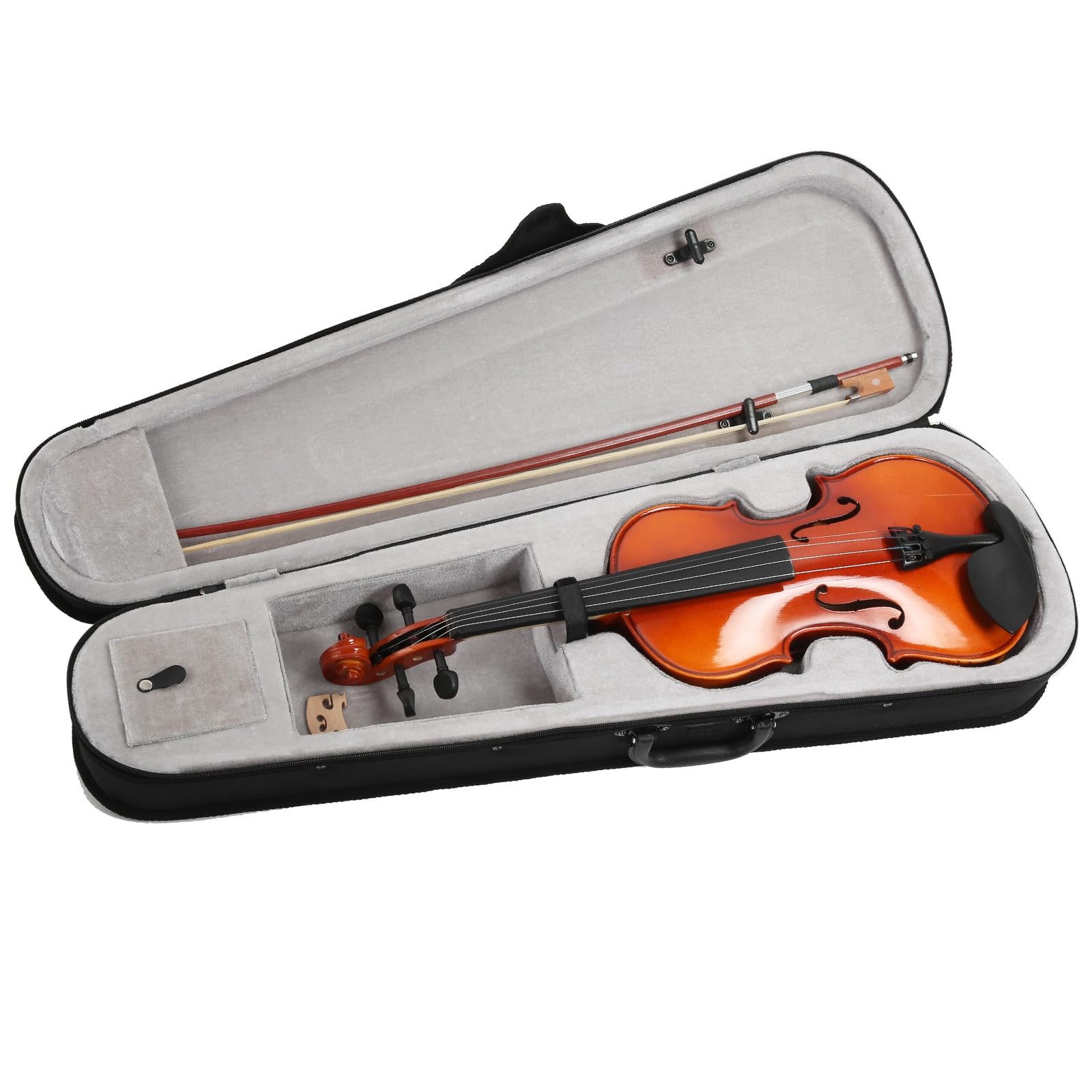 Strumento per Principianti per Violino 4/4 in Legno Massello Naturale per Studenti - Kit Completo con, Ponte, Colofonia e Custodia