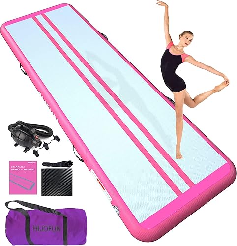 Hijofun - Alfombrilla hinchable de aire para gimnasia de 3, 4, 5 y 6 metros, con grosor de 10 a 20 cm, viene con bomba de aire eléctrica. Ideal para