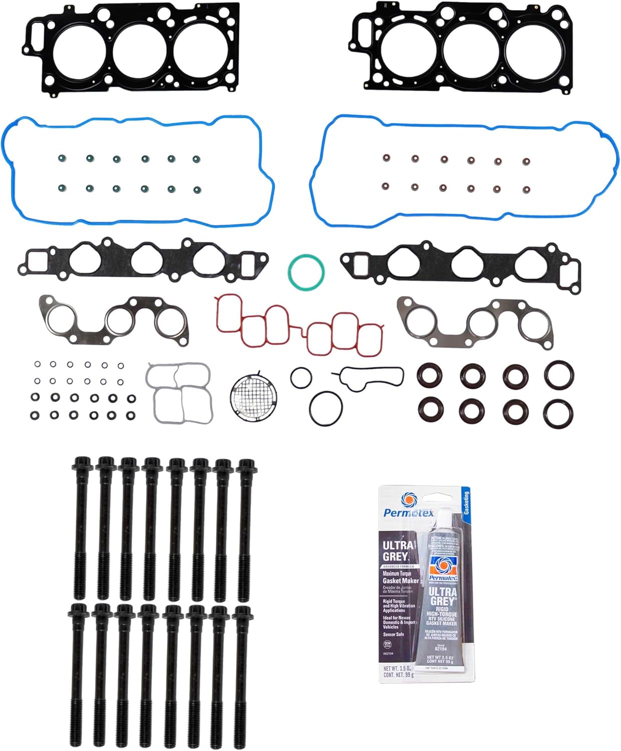 CPWK550 Head Gasket Set Bolt Kit Fits: 04-10 Toyota Camry 3.3L V6 DOHC 24v 3MZFE Cu.202