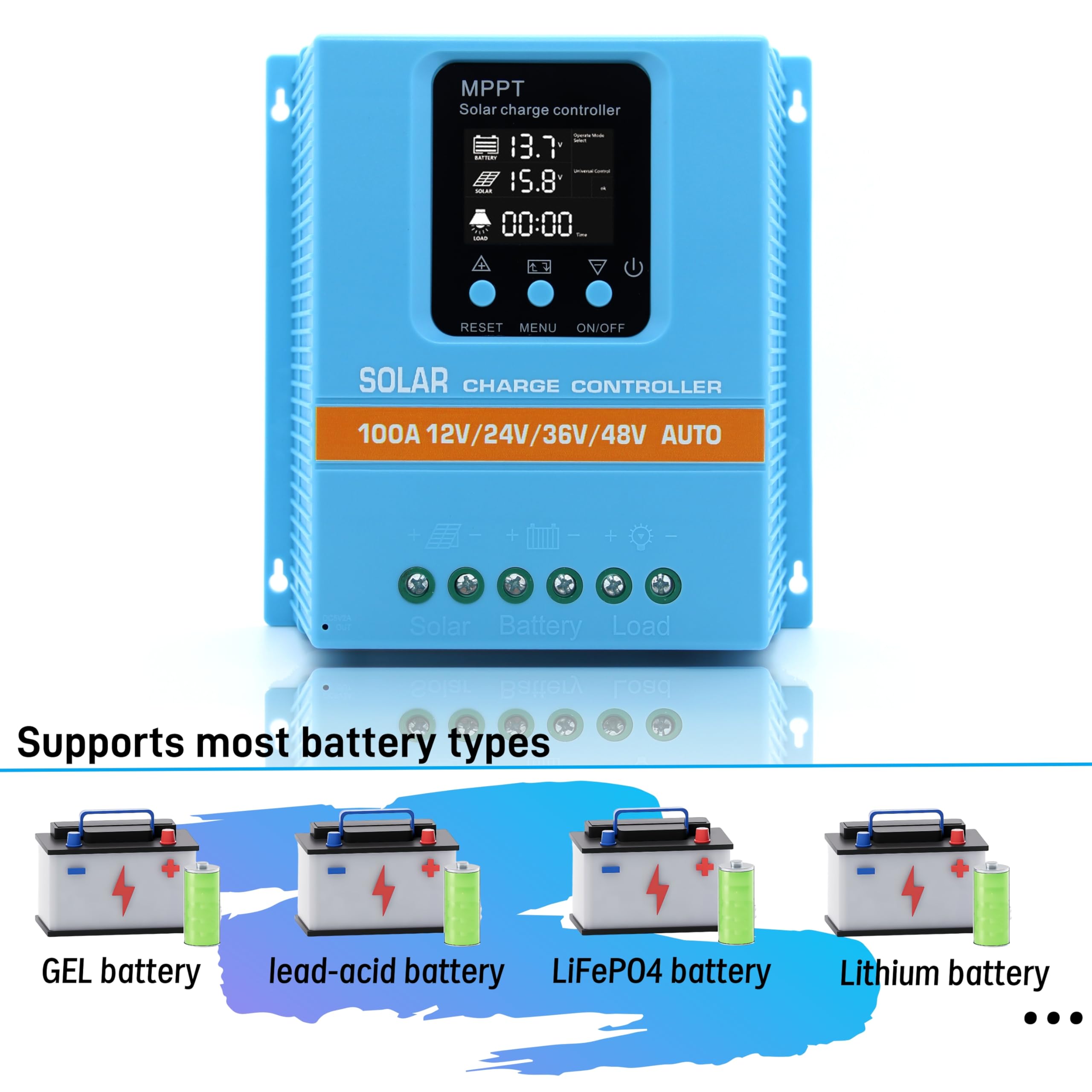 50a Mppt Regulador De Carga Solar 12v/24v Auto Dual 5v Usb | Envío Gratis