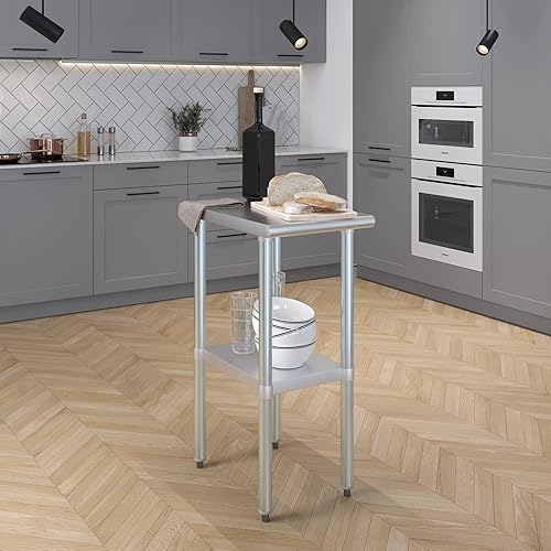 Vista 210 de AmGood Mesa de trabajo de acero inoxidable de 18 pulgadas x 36 pulgadas Mesa de preparación de alimentos de cocina de metal NSF