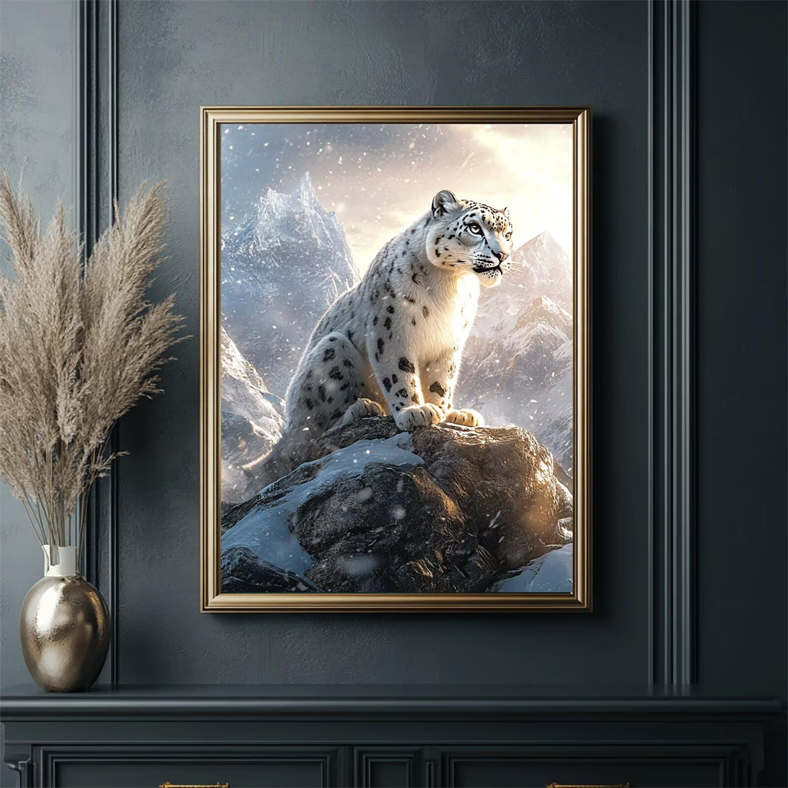 Snow Leopard Malowanie po numerach, dla dorosłych, początkujących, z pędzlami i farbą akrylową, zestawy do malowania olejnego do domu, dekoracja ścienna, prezent, 100 x 137 cm, X-663