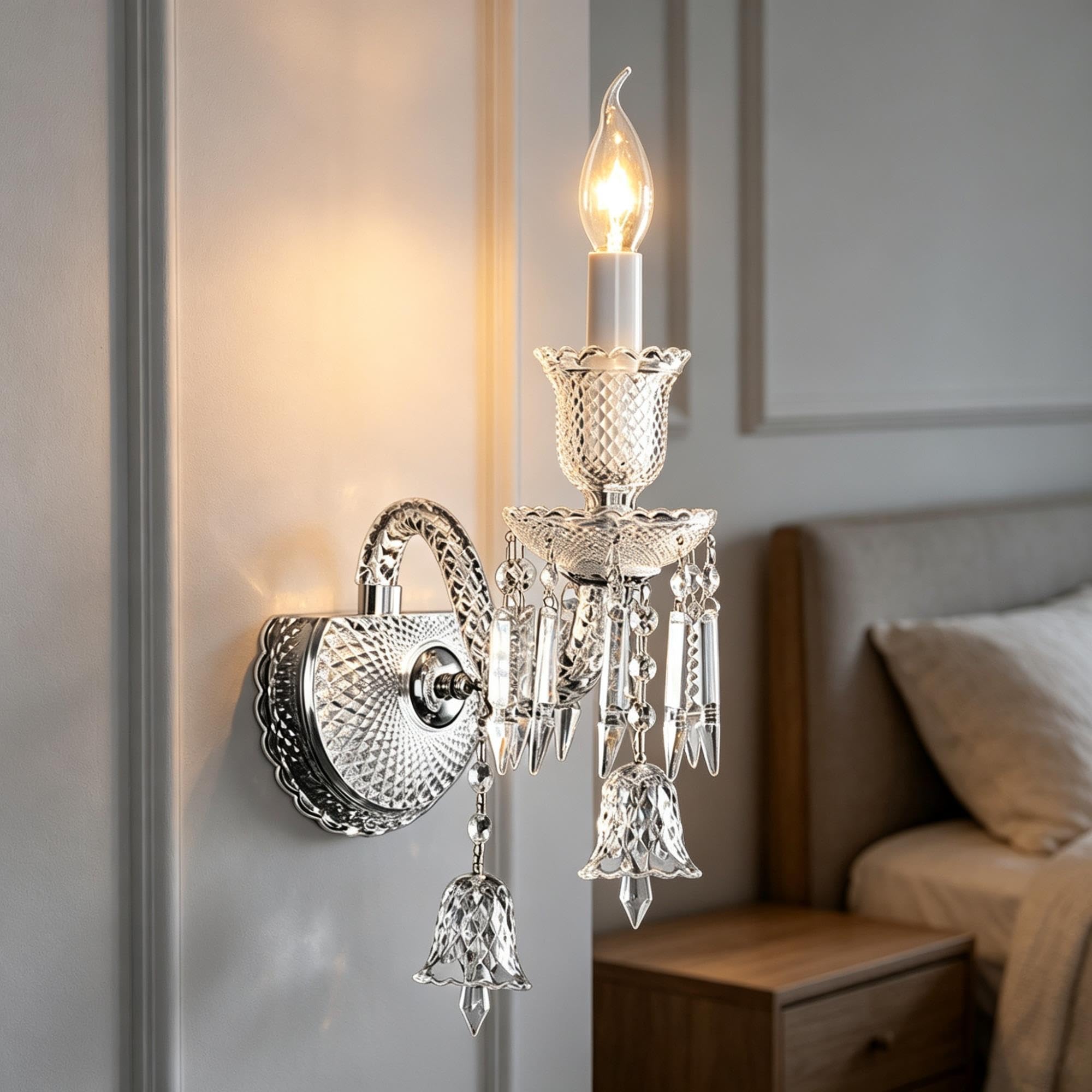 Estilo Europeo Aplique Pared Cristal Lampara Pared Vela Vintage