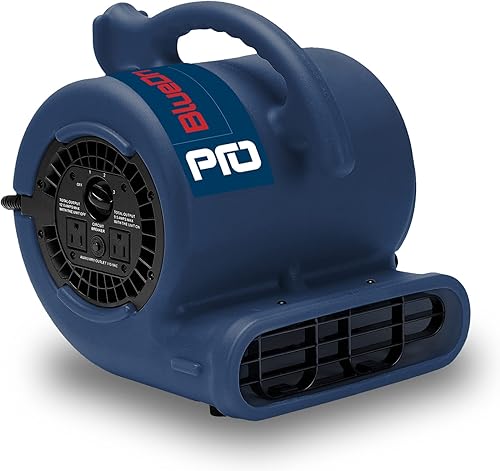 BlueDri 14 HP 900 CFM Air Mover para equipo de restauración de daños por agua, secadora de alfombras, ventilador de piso, ventilador para uso