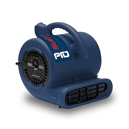 BlueDri 1/4 HP 900 CFM Air Mover for Water Damage Restoration Equipment Carpet Dryer Floor Blower Fan Home and Plumbing Use