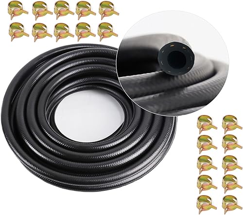 Miniatura 1 de Manguera de línea de combustible ID de 516 pulgadas de 20 pies con 20 abrazaderas de manguera NBR para sistemas de combustible, motores y manguera