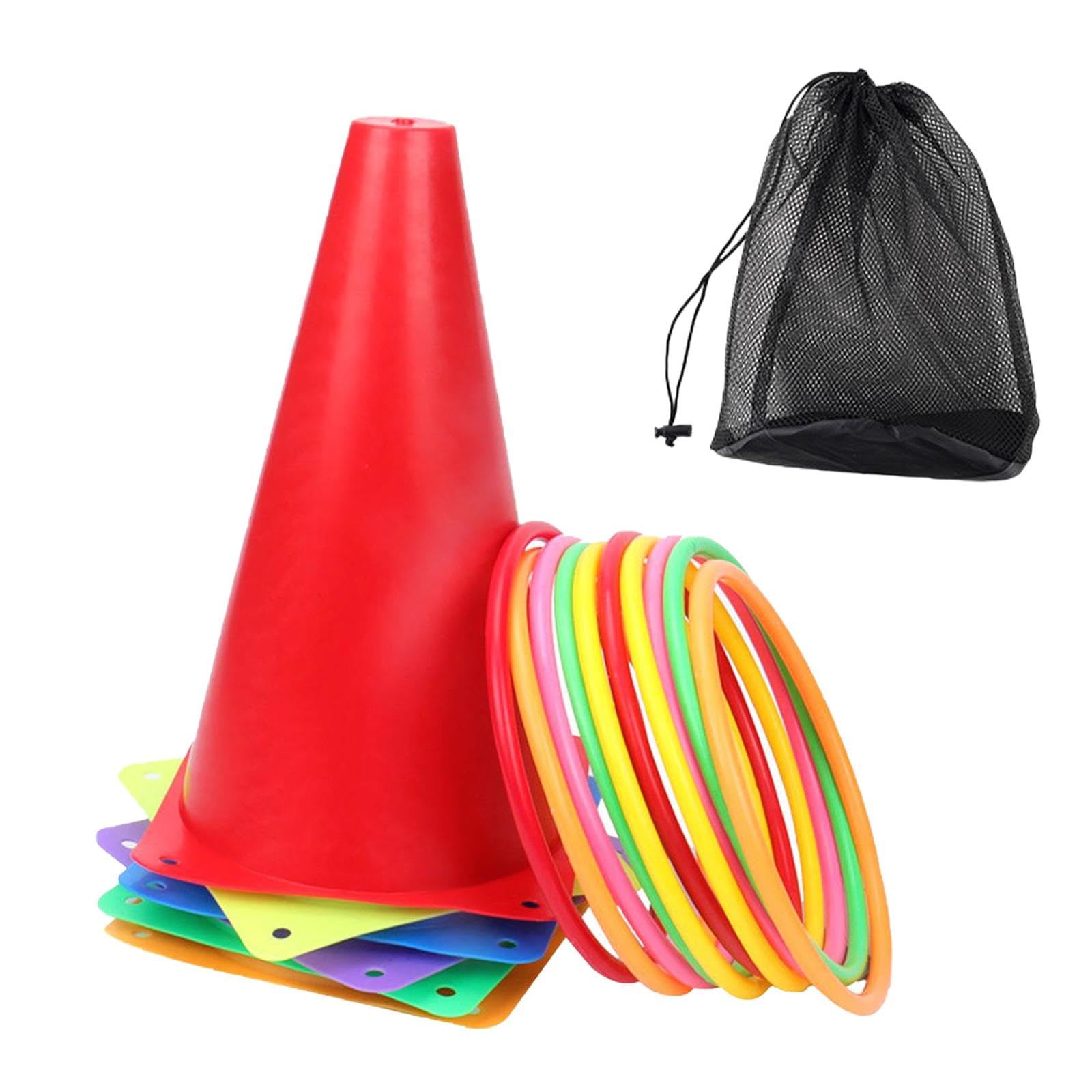 Juego de Lanzamiento de Conos Y Aros Juego de Lanzamiento de Conos de Tráfico Juego de Patio Trasero