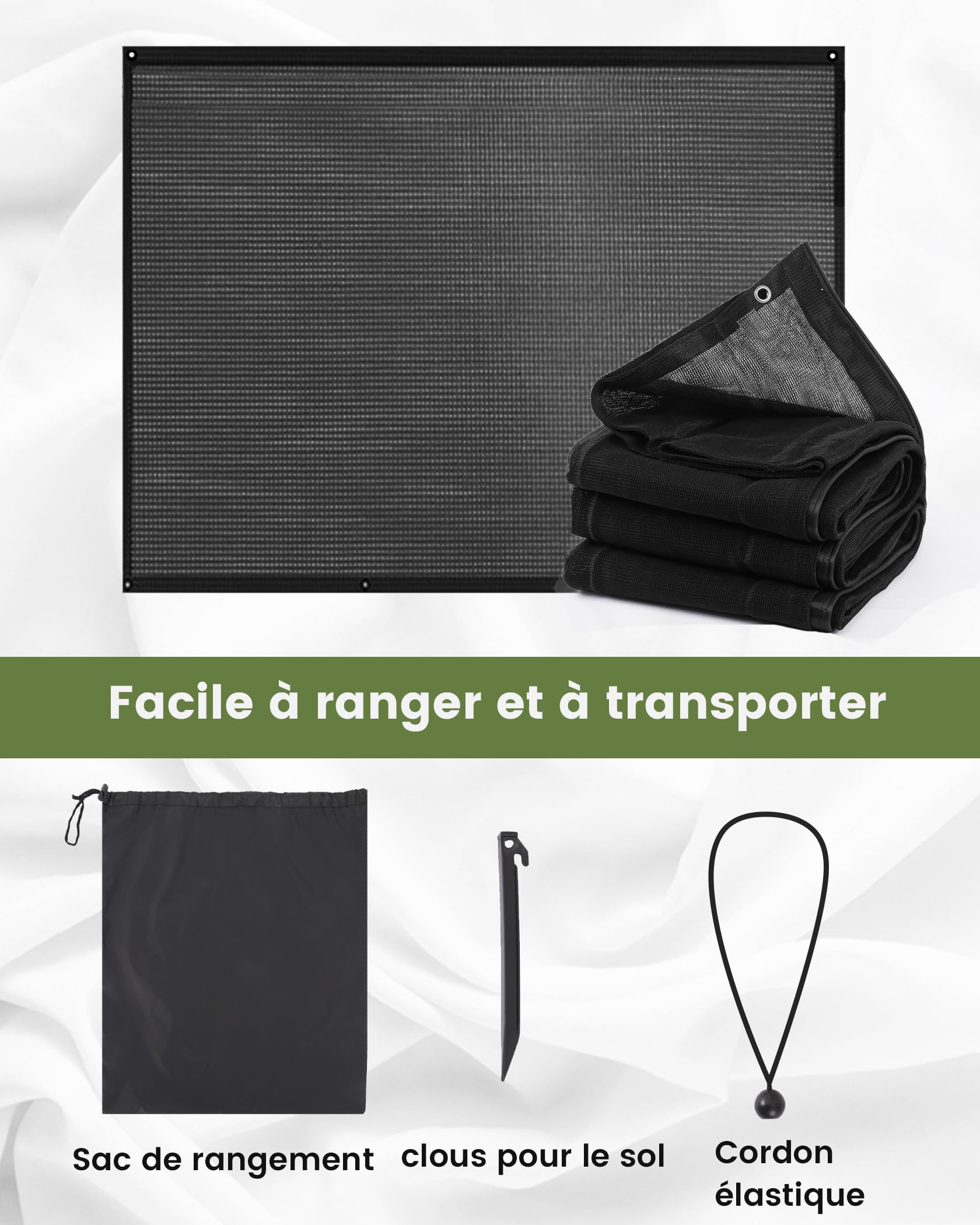 FoundGo Pare-Soleil Auvent Camping-Car 200x300cm, Écran Brise-Vue Rail Keder en Toile HDPE 220g/m², Occultation 75% Anti-UV, Accessoire Adapté Camping-Car, Fourgon Et Caravane