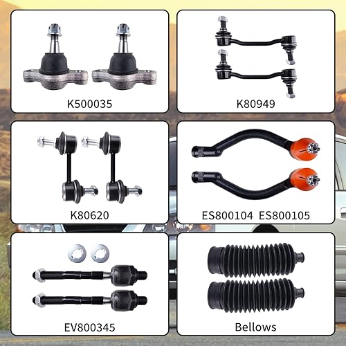 Miniatura 5 de Kit de suspensión delantera de 16 piezas, brazos de control de rótula, barra de acoplamiento, recambio de fuelles para Hyundai Sonata 2006-2008