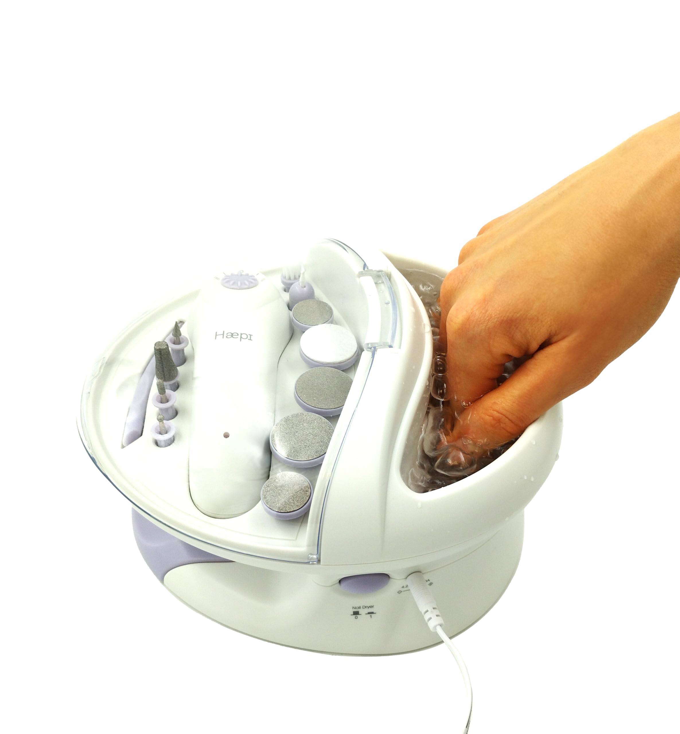 Juego de manicura pedicura con lijadora eléctrica para uñas, kit de embarcaciones de baño con burbujas y funciona de secado integrado