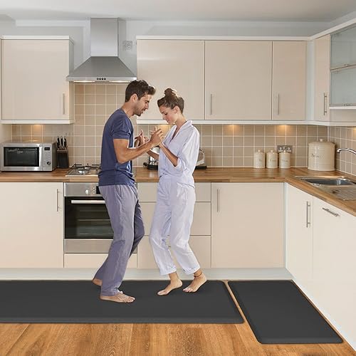 Miniatura 124 de HappyTrends Tapete de cocina [2 piezas] acolchado, cómodo, antifatiga, impermeable, antideslizante, tapete de espuma ergonómica gruesa y perfecta