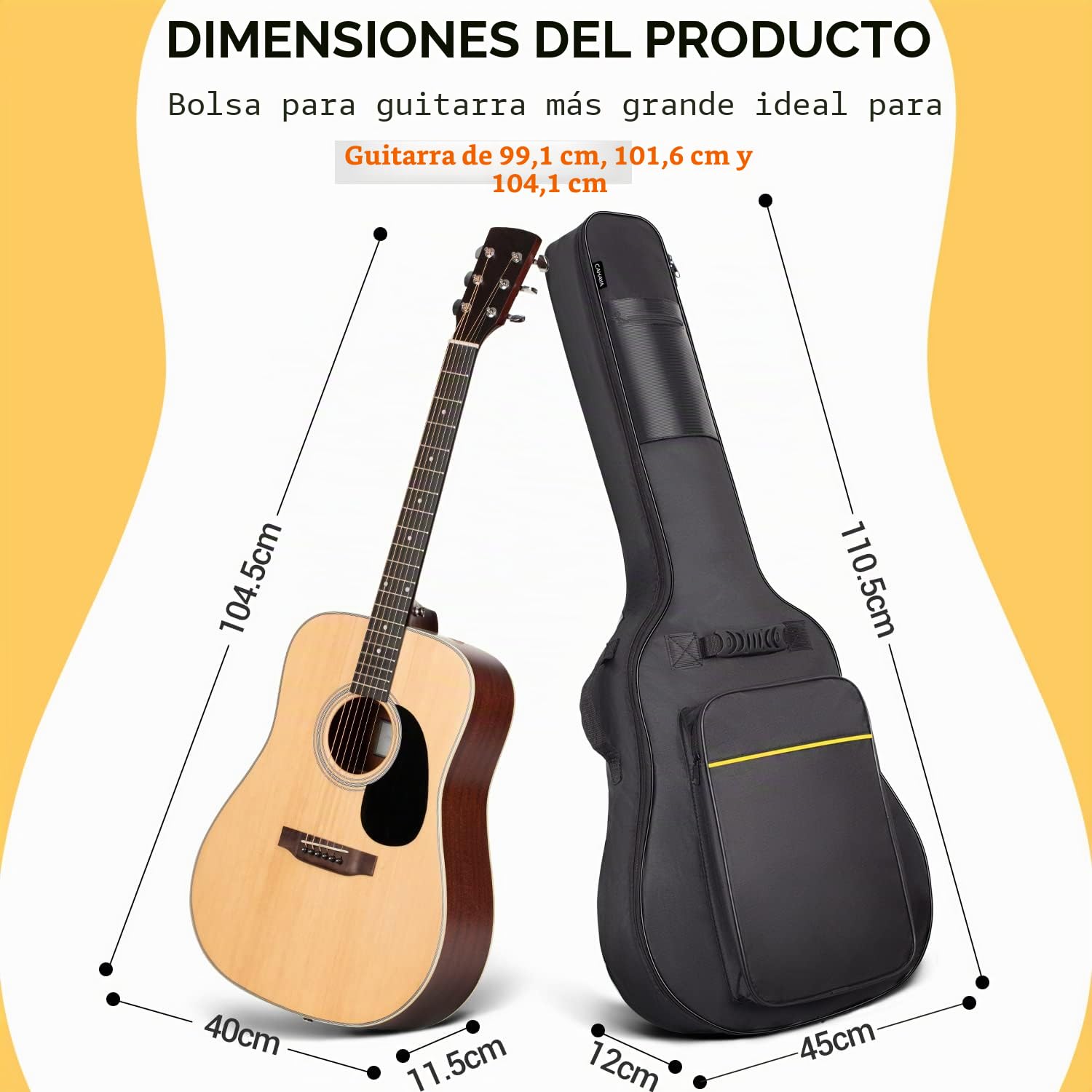 CAHAYA Funda para Guitarra acústica, Impermeable, Acolchada, para Guitarras de 39, 40, 41 Pulgadas