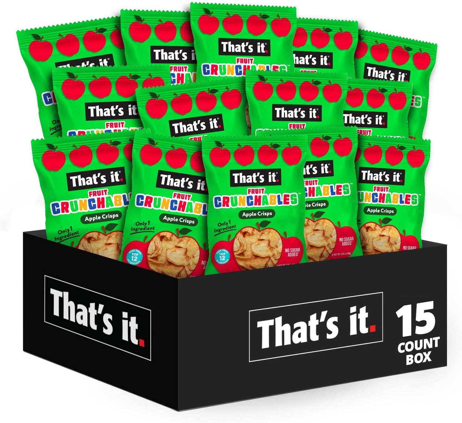 That's it. Fruit Crunchables (15 Pack) Apple Crisps healthy snacks for kids, Plant-Based, Non-GMO, Gluten-Free, No Sugar Added - Healthy Snack for lunch box 100% Natural Crunchy Fruit Snack
