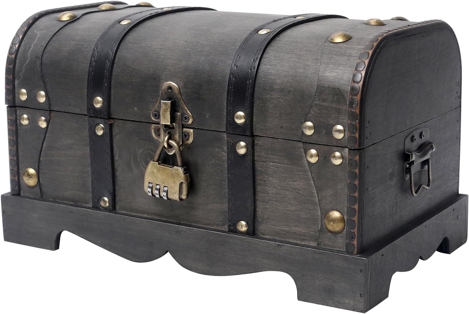 DECOR4SEASON Wooden Storage Chest Trunk with Lock