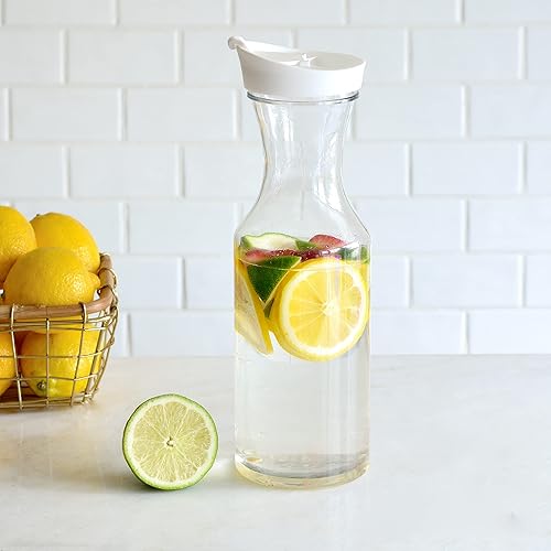 Miniatura 4 de Youngever Paquete de 3 jarras de plástico de 35 onzas, jarra de agua transparente reutilizable, recipientes para bebidas con tapas