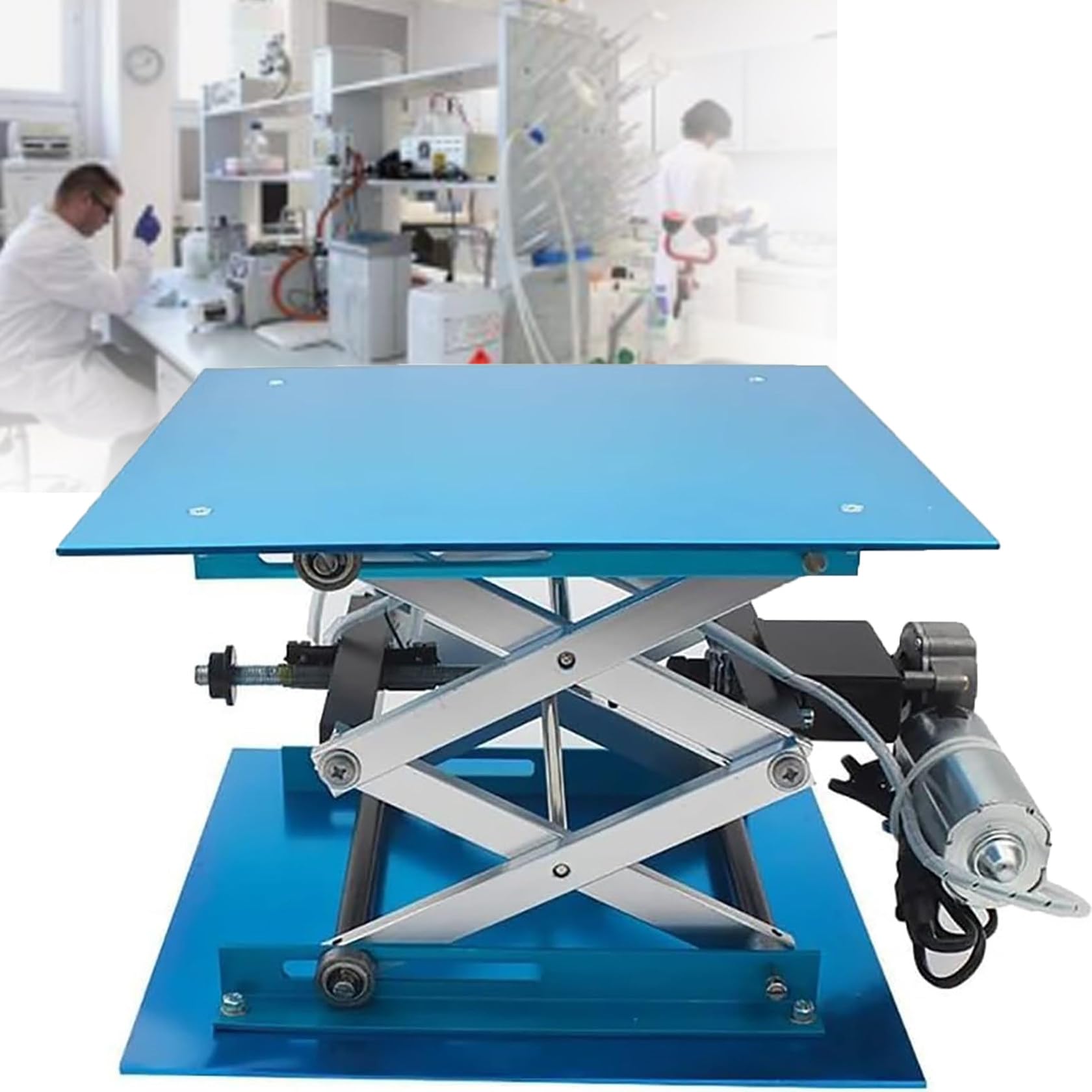 Mesa elevadora de tijera eléctrica, plataforma de gato de laboratorio con control remoto, capacidad de carga de 30 kg, altura ajustable de 90 a 365 mm, ideal para laboratorios escolares