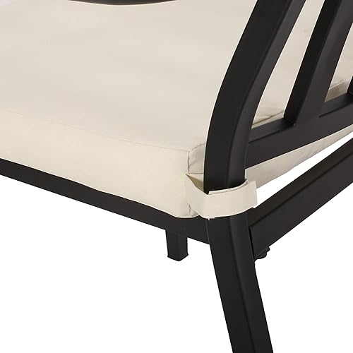 Miniatura 7 de Christopher Knight Home Faithe - Silla de comedor para exteriores (juego de 2), color negro mate, beige