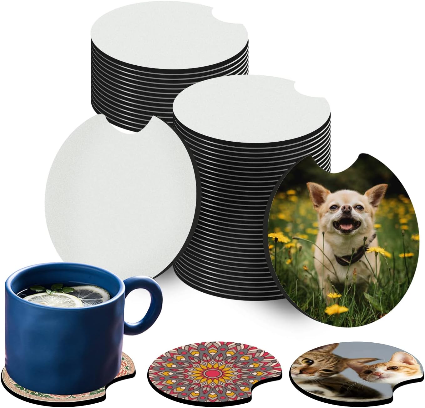 50 Pcs Sublimation Blanks Products Sublimation Car Coasters