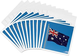 3dRose Greeting Cards - Flag of Australia on a flag pole with blue sky Australian - 12 Pack - Illustrations