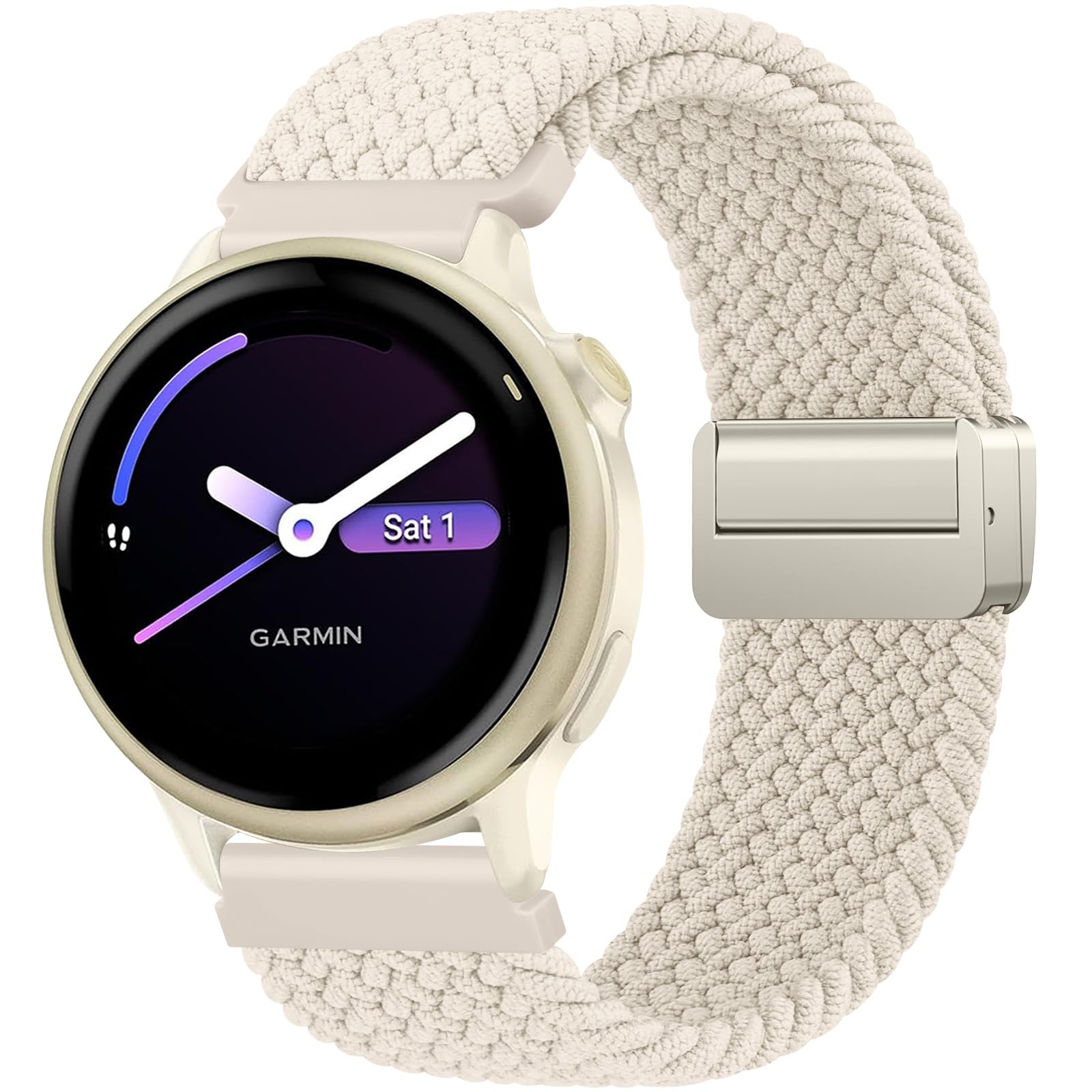 Meliya Magnetic Braided Nylon Band for Garmin Vivoactive 6/Vivoactive 5/Vivoactive 3 Watch Bands, 20mm Stretchy Replacement Strap for Venu/Venu Sq,