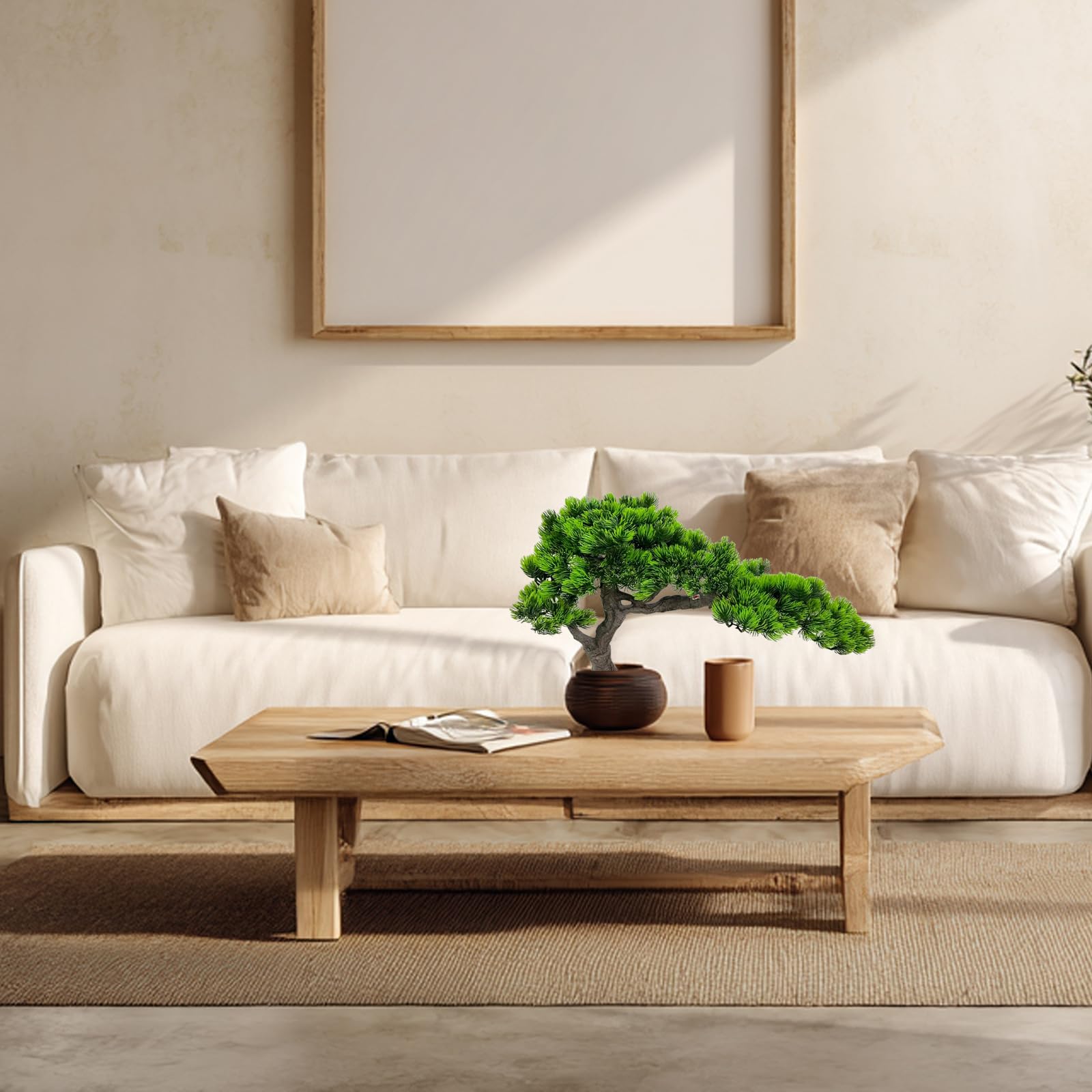 VIGGDA 3ft（36in） Artificial Bonsai Tree Juniper Faux Plants Indoor Big Fake Plants Decor with Ceramic Pots for Home Table Office Desk Shelf Bedroom Living Room Decorations (Green): Green 15in