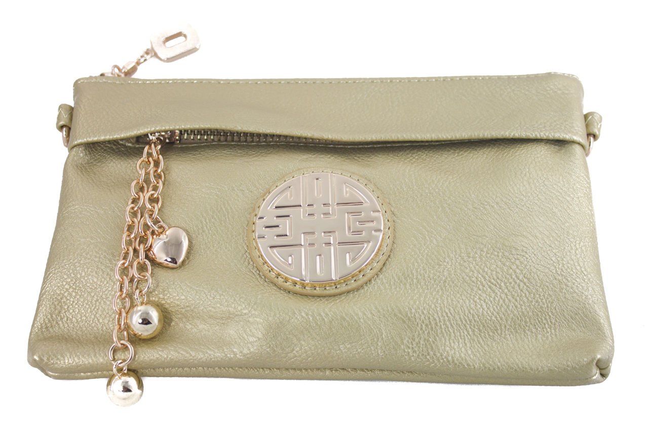 Women's Soft-Feel Leather Wristlet Crossbody Wallet gold