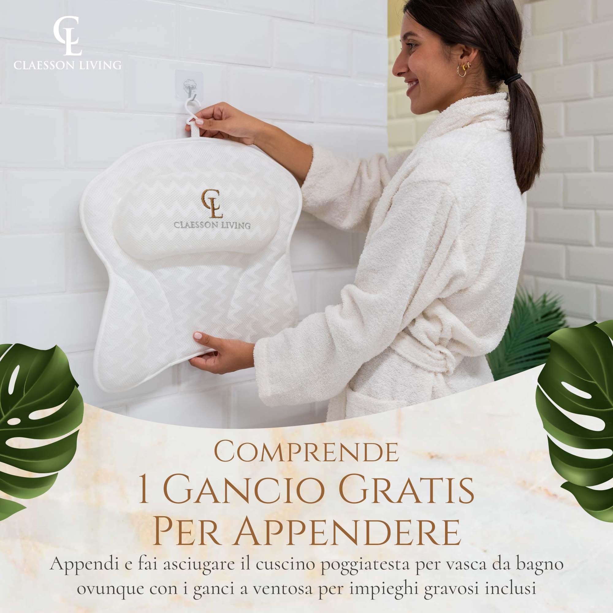 Cuscino Per Vasca Da Bagno Con Ventose - Poggiatesta Cervicale - Tecnologia 4D Air Mesh Grigio - Foto 4