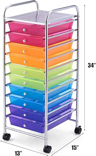 Vista 115 de Carro de almacenaje, de Giantex, con ruedas, para oficina, para guardar papeles, transparente, Transparente