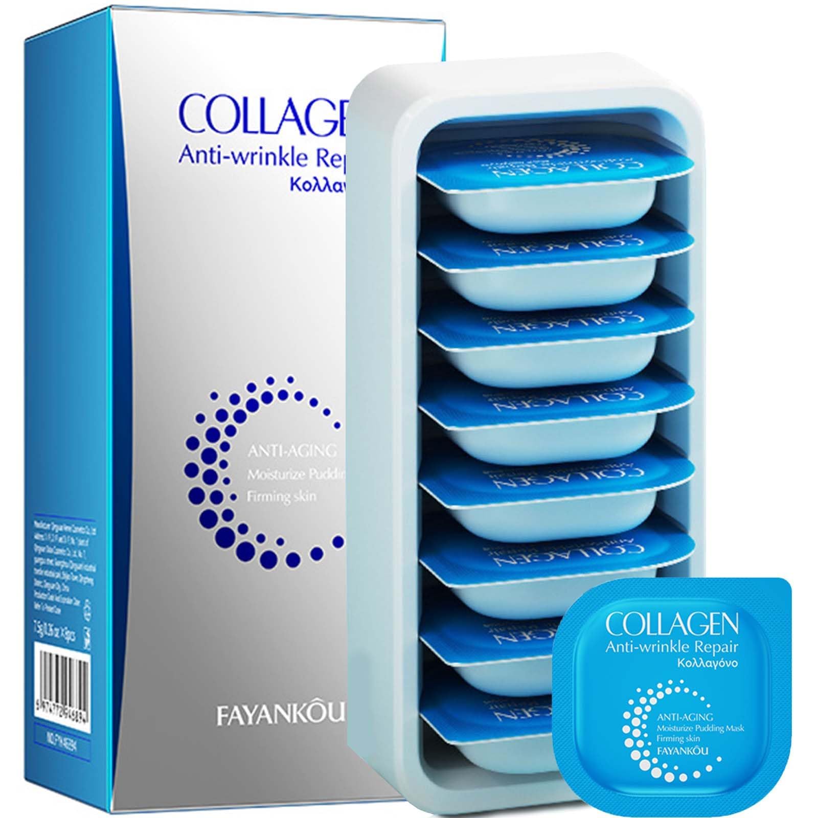 TERRIFI8PCS Bio Collagen Face Mask, Deep Hydrating & Firming Collagen Hydrogel Mask, Anti-Wrinkle Lifting Overnight Mask for Improved Skin Elasticity and Wrinkle Reduction