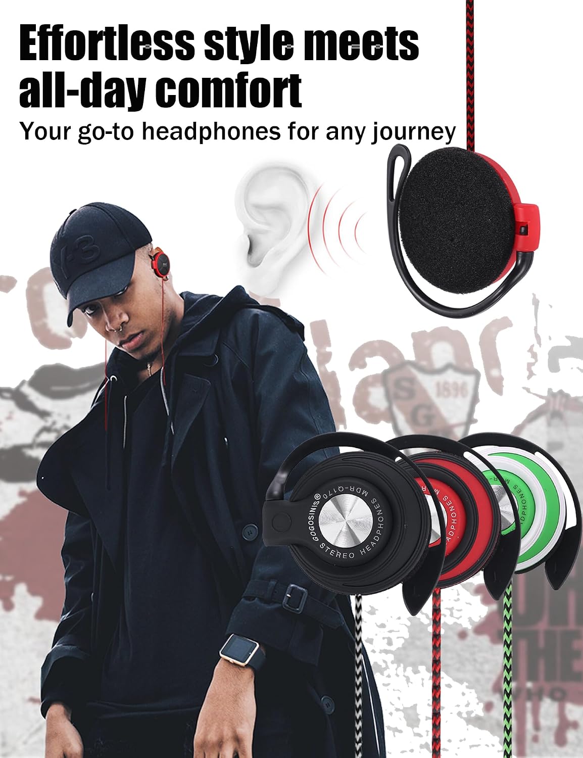 Comfortable Kids On-Ear Headphones for School with Soft Sponge Cushions, Adjustable Earhooks, 3.5mm Jack, and Headphones for Kids with Case - Perfect for Tablets and Computers (Black-Silver) image 5