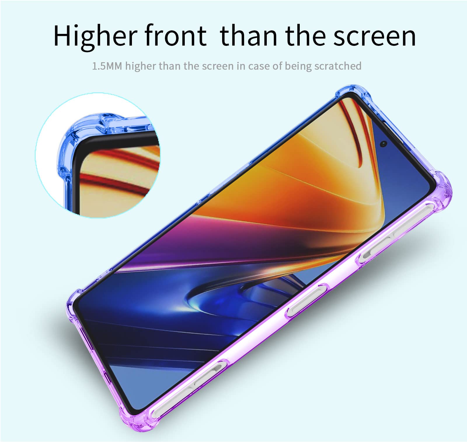 Custodia TPU Morbida Per Xiaomi Poco F4 GT, Effetto Sfumato Viola E Blu, Antigraffio E Antiurto