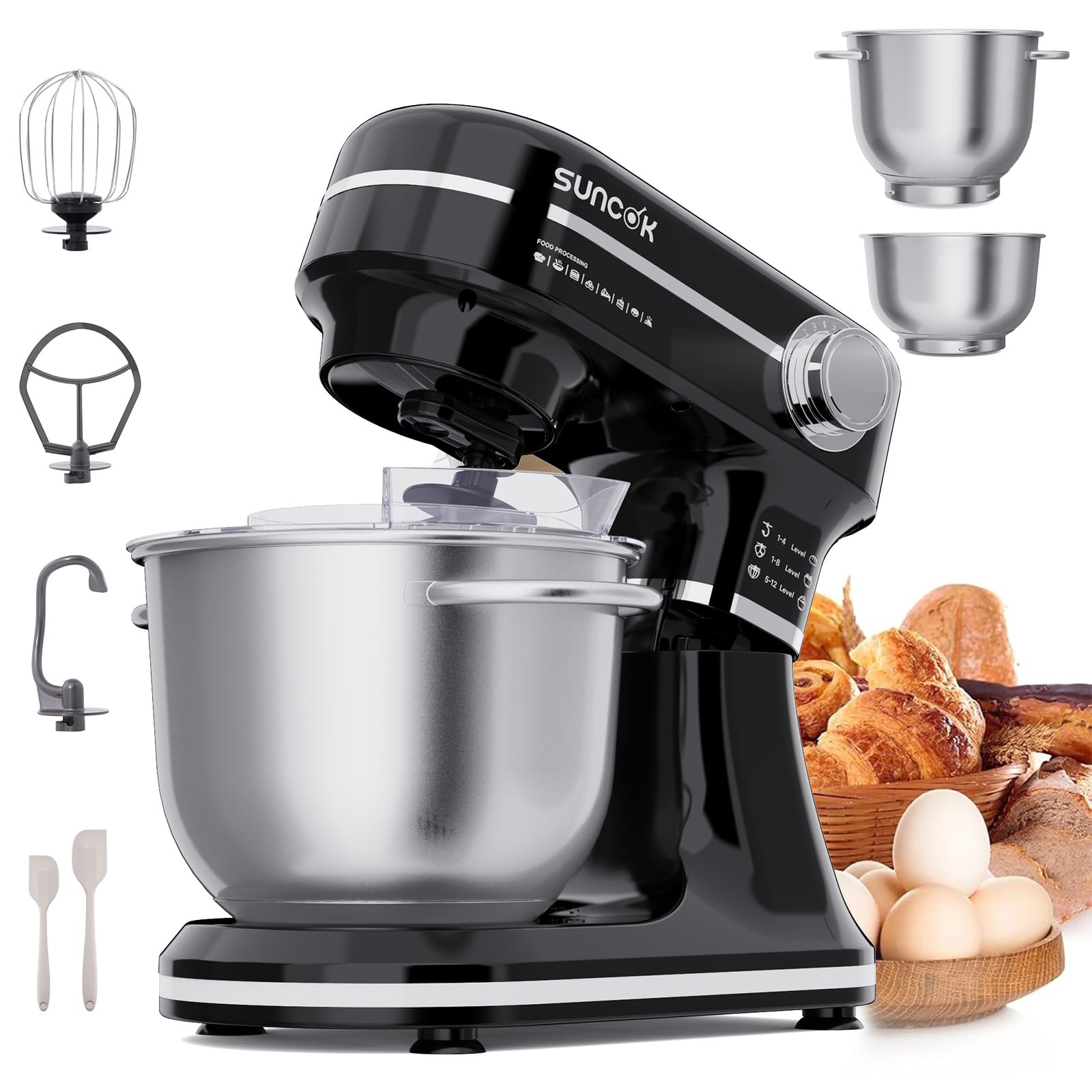 Impastatrici Planetarie 1500W – Touch Display & Versione Pulse | Robot Multifunzione, 2 Ciotole Inox 4,5+5,5 L, Bilancia + Timer, Fermentazione/Riscaldamento