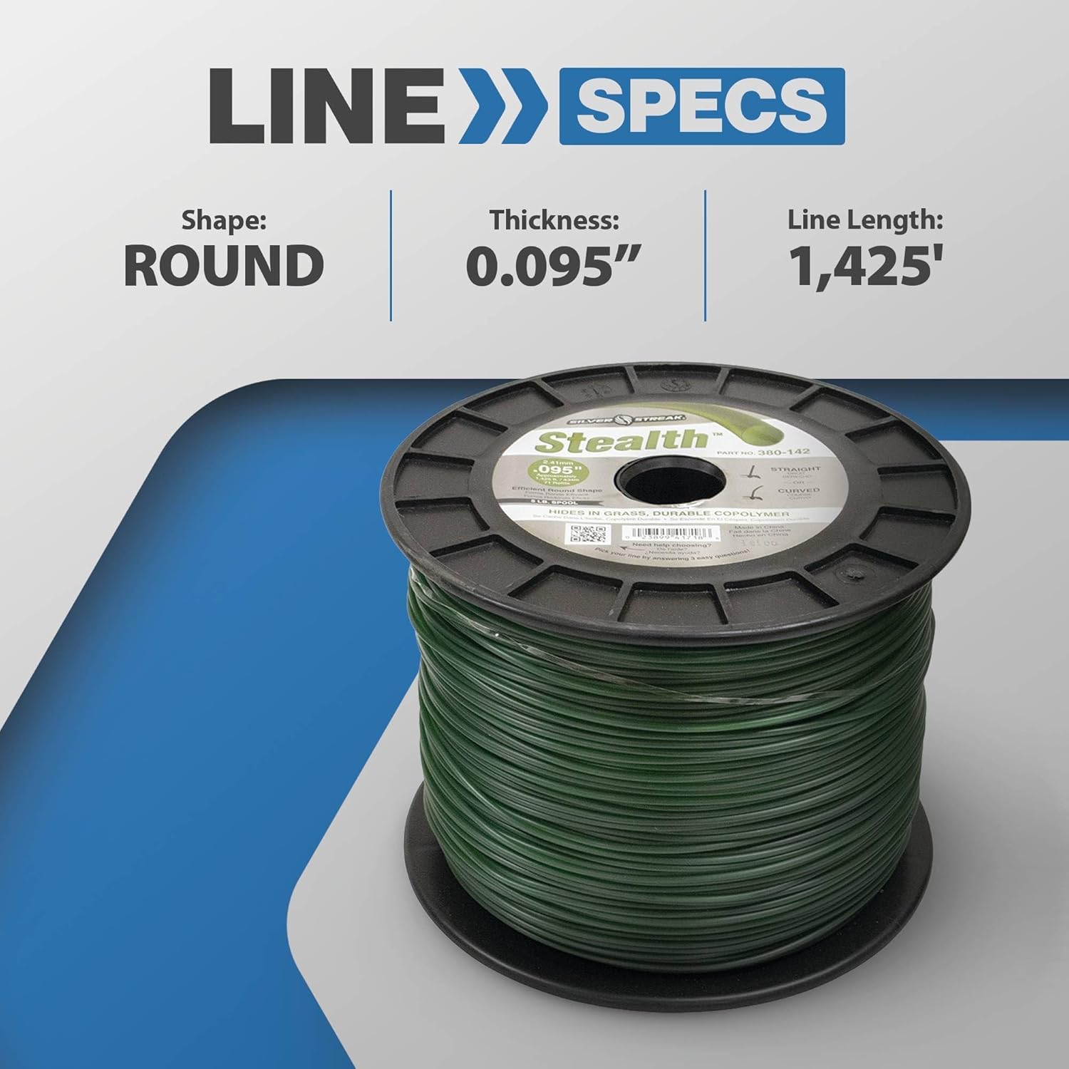 Stens Silver Streak Stealth Trimmer Line.095 5 lb. Spool, ea, 1