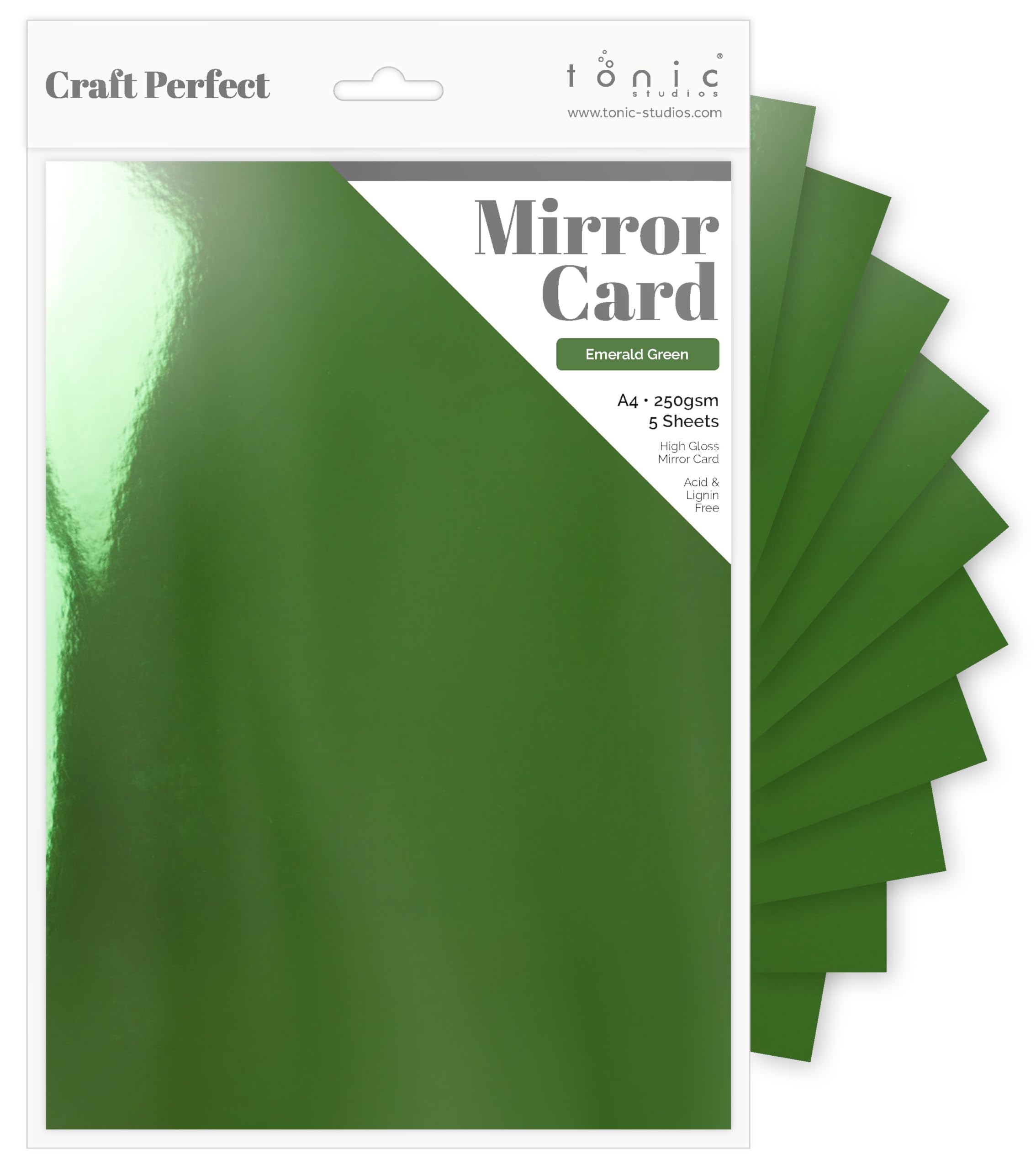 Craft Perfect High Gloss Mirror Card A4, Emerald Green