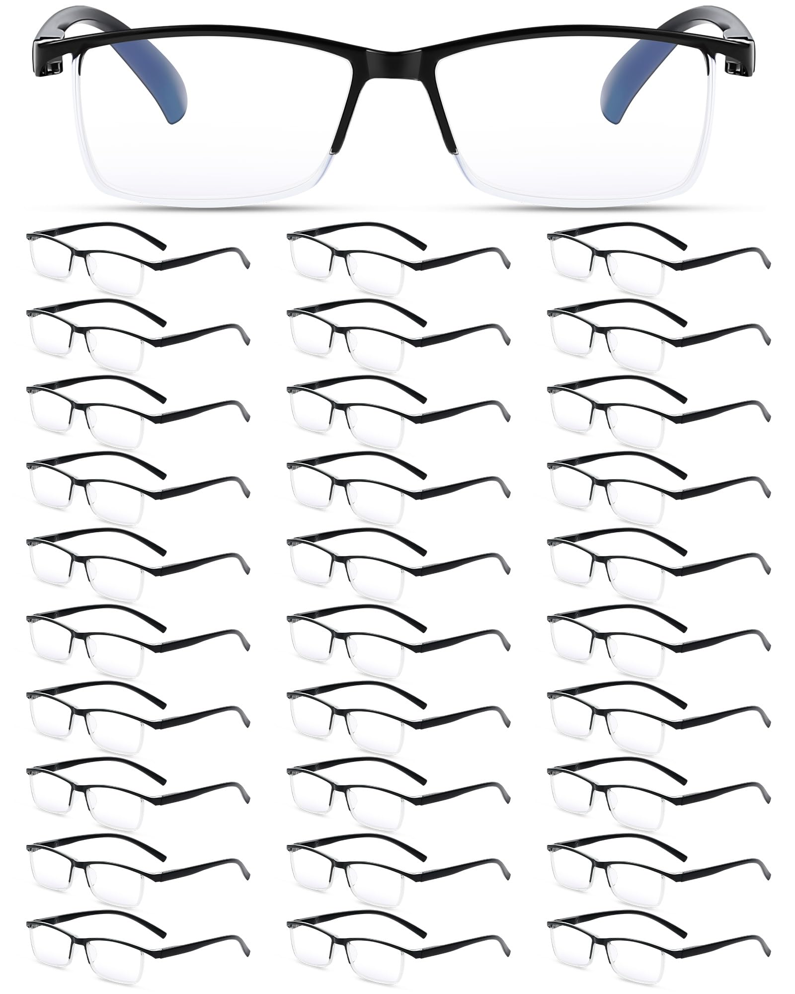 30 Pcs Reading Glasses Men Bulk Blue Light Blocking Spring Hinges Half Frame Reading Glasses for Men Women