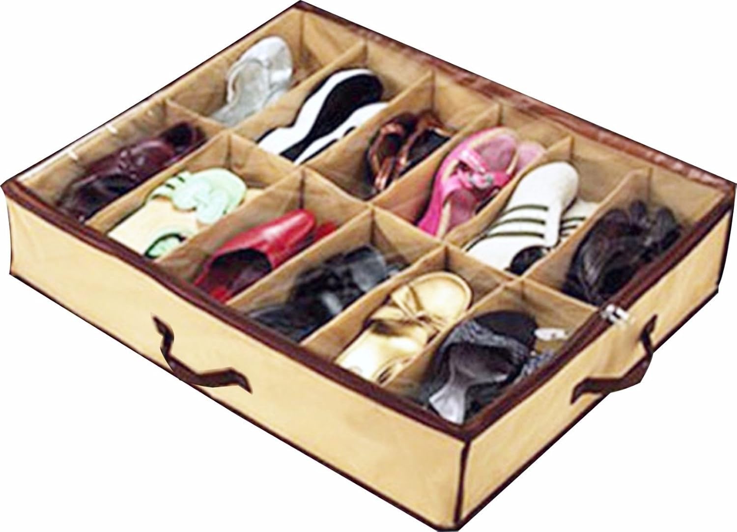 Shoe Box 12 Pocket Under Bed Foldable Shoe Container