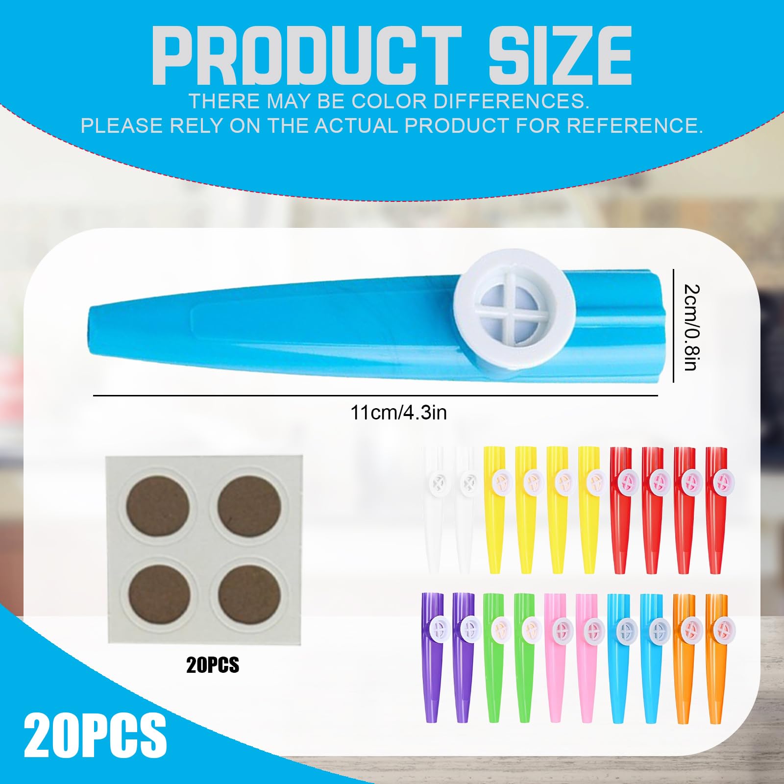20Pcs Kazoos Multipack, Kazoo Instrument, Card Flute Accompaniment Toy, Multi-Color Kazoo Kazoos for Kids Beginners - Image 2