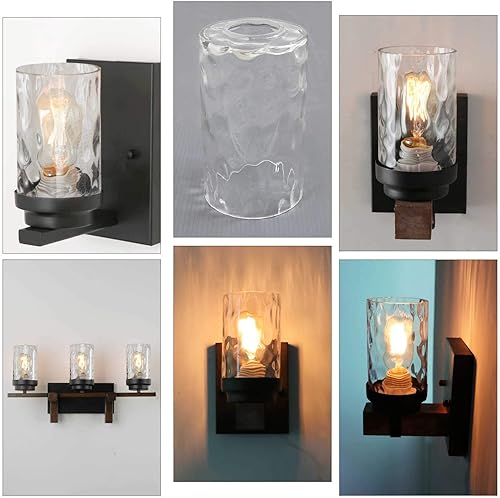 Miniatura 2 de Anmire Paquete de 2 pantallas de vidrio ondulado de agua transparente, globo de repuesto o cubierta con adaptador de 1-58 pulgadas para aplique de