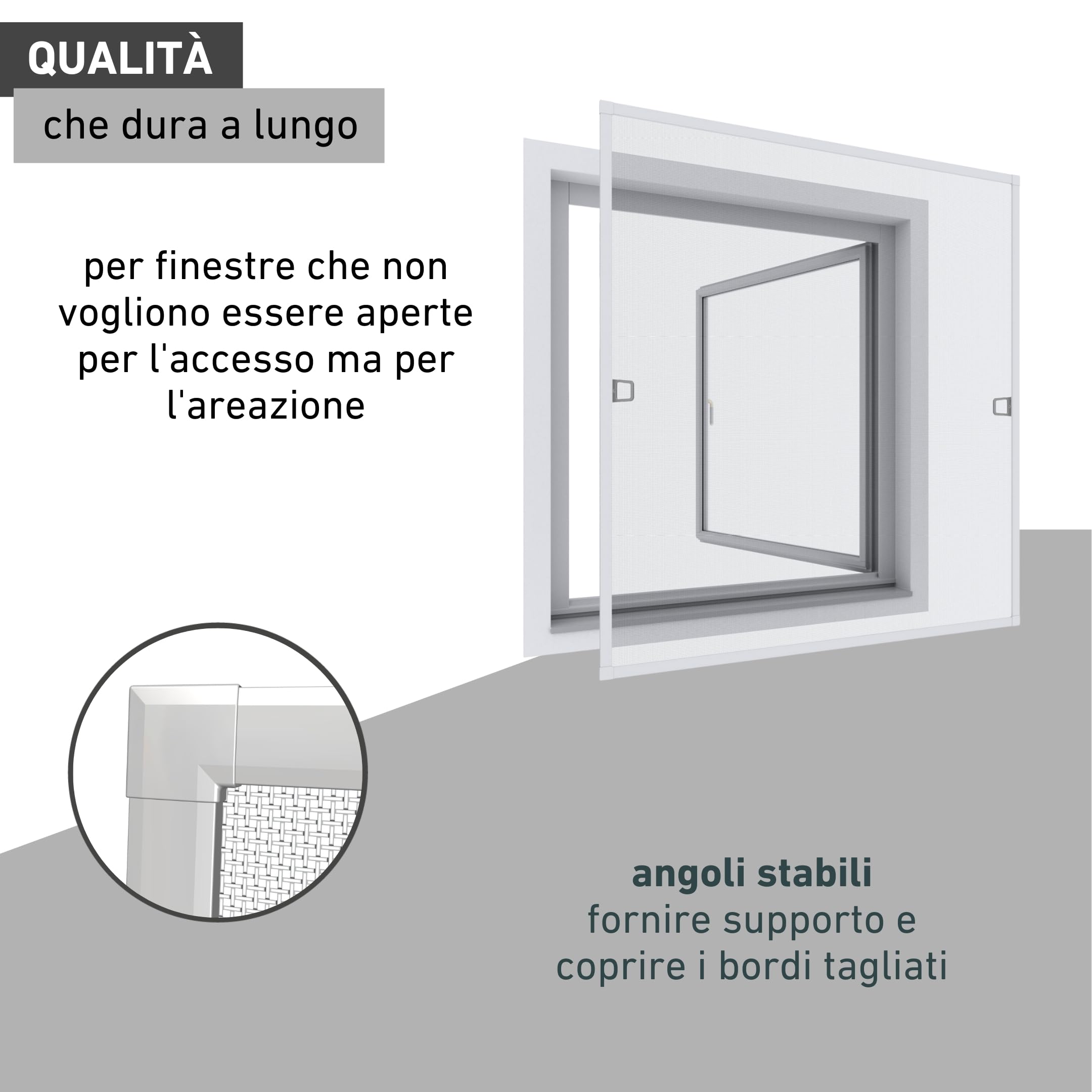 Windhager Zanzariera Basic, finestra del telaio, zanzariera per finestra, kit fai da te, 100 x 120 cm, bianco, 04504